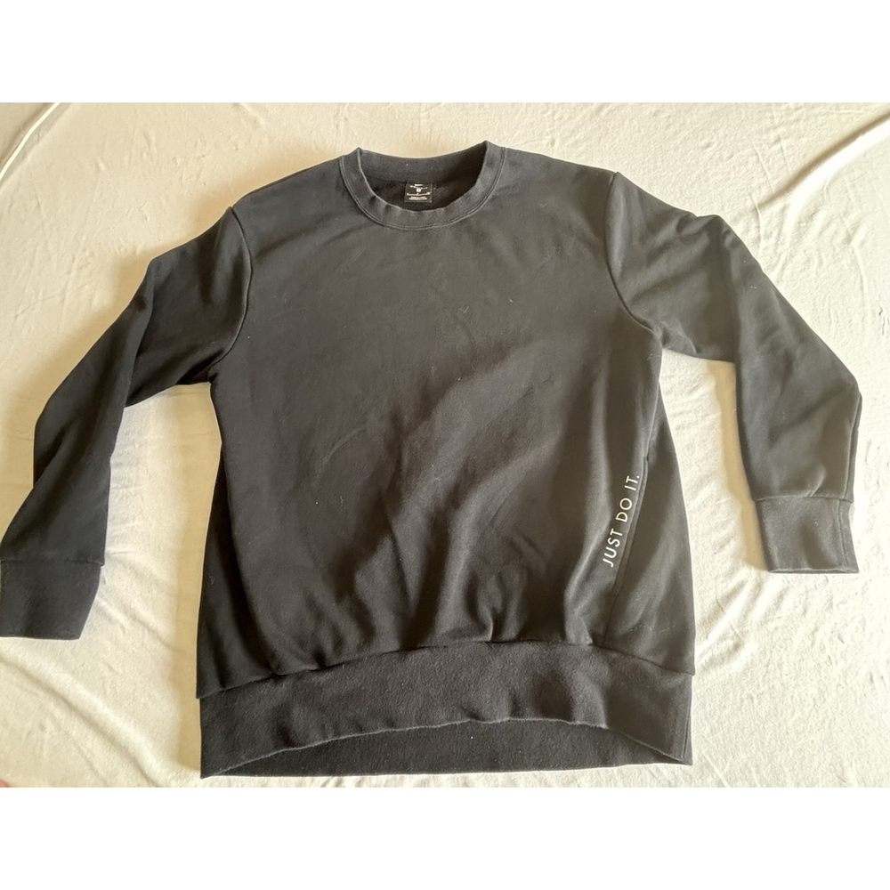 Nike Dri-Fit Just Do It Black Crew Neck Pullover Long Sleeve Sweatshirt Womens S